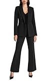 Agenlulu Women's 2 Piece Suits Business Casual Outfits Long Sleeve Solid Blazer Pantsuits Professional Office Work Sets Black