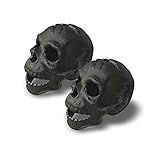 JTRF 2pcs Refractory Materials Fireproof Imitated Human Fire Pit Skulls Gas Log for NG, LP Wood Fireplace, Firepit, Campfire, Halloween Decor, BBQ