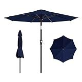 AreShark 9 FT Patio Umbrella for Outdoor, Outdoor Umbrella with Push Button Tilt and Crank, Outdoor Patio Umbrellas with 8 Sturdy Ribs for Market, Garden, Deck, Backyard, Pool (Navy)