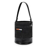 WISEPRO Canvas Mini Tool Bucket, 6 Inch Mini Tool Bag with Leather Reinforced, Organizers Bucket for Jobsite Carrying Nails, Nuts, Bolts and Heavy Small Supplies