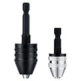2Pcs Drill Chuck Adapter Keyless, 1/4 Inch Hex Shank Drill Bit Adapter Converter for Impact Driver, Quick Change Impact Drill Chuck Adapter in 0.6-8mm, 0.3-3.6mm for Tool Attachment