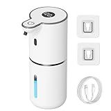 OHIFAST Automatic Liquid Soap Dispenser Touchless, USB Rechargeable Smart Hand Soap Dispenser, 6-Level Adjustable, 12.8oz/380mL Wall Mounted for Bathroom Kitchen Dish Soap-White
