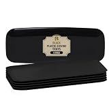 R-kay 4 Pack Plastic Serving Trays for Party - Black Serving Tray 17 by 6.5 in - Heavy Duty Dessert Trays for Food - Rectangular Party Serving Trays - Premium Party Trays - Black Platters