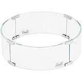 BALI OUTDOORS Fire Pit Wind Guard, 18.5 x 18.5 x6 Inch Clear Tempered Glass Flame Guard with Hard Aluminum Corner Brackets, Fits for Round Outdoor Fire Pit