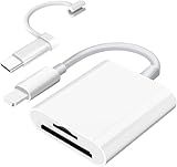 SD Card Reader for iPhone iPad Camera,Dual Card Slot Memory Card Reader Supports SD and TF Card Trail Camera Viewer SD Card Adapter Portable Micro SD Card Reader No Application Required Plug and Play