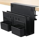 MAXECHO Desk Side Storage, Under Desk Laptop Mount, Table Side Hanging File Organizer, No Drill Clamp On Cable Management Tray, Laptop Holder with Magnetic Pen Holder for Office and Home, Load 22 Lbs