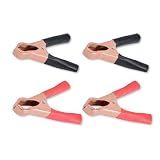 Insulated Alligator Clips Durable Heavy Duty Black & Red Boot Metal Spring Loaded Truck Car Battery Electric Test Clips Lead Probe Alligator Clamps Battery Test Lead Clips (50A 4-PACK)