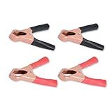 Insulated Alligator Clips Durable Heavy Duty Black & Red Boot Metal Spring Loaded Truck Car Battery Electric Test Clips Lead Probe Alligator Clamps Battery Test Lead Clips (50A 4-PACK)