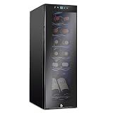 Ivation 12 Bottle Compressor Wine Cooler, Freestanding Fridge w/Lock, Black