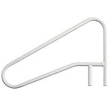 SAFTRON Rust Proof Cross-Braced White Model CBRTD-354-W Return-to-Deck Swimming Pool Dip Handrail. Three Bend, 32" Tall x 54" Wide. Matching Color Escutcheons & Freight Included.