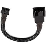 Easycargo GPU Fan Adapter Cable to PWM Fan, Graphic Card Fan Adapter, Compatible to 4-pin 3-pin PWM Fans 10cm 4 inch Black 1 to 1 Cable