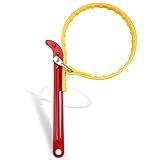 YIHANGYE Strap Wrench Handle 8 Inches, Steel Handle Adjustable Strap Wrench for Replacing Water Filter, PVC Pipe Joints, Oil Filter, Swimming Pool Connection (Red Handle, Yellow Strap)