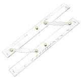 QWORK Parallel Ruler with Clear Markings, 12 in Navigation Plotting Tool, Clear Scale Nautical Plotter, Mapping Points to Pull Parallel Ruler