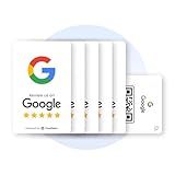 Google Review Card by TrustHero - Tap or Scan for Instant Reviews - Boost Customer Reviews - All Phones Compatible - No Fees, No Subscription, Easy Setup - NFC/QR Review Card (White, 5 Cards)
