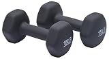 Amazon Basics Neoprene Hexagon Shape Dumbbell Hand Weights, 15 Pounds, Home Workout, Dark Grey, Pair