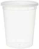 YW Plastic Soup Food Container with Lids (12), 32 oz, 12 Pack, Clear