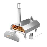 GasOne PZW-12A Pizza Ovens Wood Pellet 12” Pizza Oven Cooking Pizza Maker Portable Stainless Steel Pizza Grill - Portable Party, Tailgating, Backyard, Camping