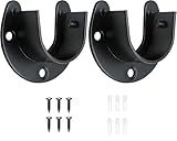Suiwotin 2 Packs Stainless Steel Closet Rod End Supports 1 Inch Wardrobe Bracket Heavy Duty Closet Pole Sockets Flange Rod Holder, U-Shaped with Screws, Black