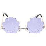Toddmomy Purple Seashell Sunglasses Rimless Mermaid Style 5.70 Inch Shell Shaped Sunglasses for Women Beach Party Accessories