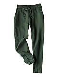 Tanming Linen Pants for Women Summer Casual High Waisted Drawstring White Beach Pant (ArmyGreen, M)