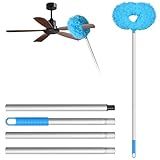 Storystore Ceiling Fan Cleaner Duster with Extension Pole, Adjustable from 13 to 49.7 Inches, Removable Fan Blade Cleaner (Blue)