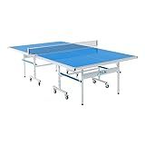 STIGA Outdoor Table Tennis Table – All-Weather Waterproof Aluminum Ping Pong Table with Net & Post, QuickPlay Assembly, 108" L x 60" W x 30" H, White-Blue