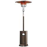 EAST OAK 55,000 BTU Propane Patio Heater with Round Table & Stainless Steel Burner, Outdoor Heater with Wheels, Ideal For Large Patios, Gardens, Outdoor Events, and Commercial Use, Bronze