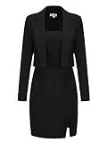EXLURA Women's Professional Business Lightweight Blazer Dress Suit Sets 2 Piece Work Office Fashion Outfits Black