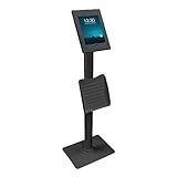 Mount-It! Anti-Theft iPad Floor Stand Kiosk with Literature Holder, Lockable Enclosure Compatible with iPad Gen 7–11, Pro & Air (A16), Adjustable 90° Rotation & 75° Tilt, Steel Bolt-Down Base, Black