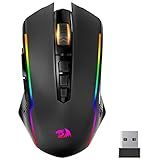 Redragon Gaming Mouse, Wireless Mouse Gaming with 8000 DPI, PC Gaming Mice with Fire Button, RGB Backlit Programmable Ergonomic Mouse Gamer, Rechargeable, 70Hrs for Windows, Mac Gamer, Black