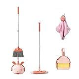 Midoneat Kids Cleaning Toy Set, Mini Child Broom, Mop and Dustpan, Little Housekeeping Helper Set ,Pretend Home Cleaning Play Set for Toddler Age 1-5,6pcs (Pink)