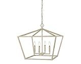 JONATHAN Y JYL7520A Gatsby 23" 4-Light Adjustable Iron Rustic Glam LED Pendant Antiqued Industrial Vintage Cottage Dimmable Dining Room Living Room Kitchen Foyer Bedroom Hallway, White