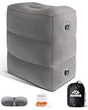 JefDiee Inflatable Foot Rest Pillow, Kids Airplane Bed, Adjustable 3 Layers Height Leg Rest Pillow, Airplane Travel Essentials Great for Office, Home, Trains, Cars