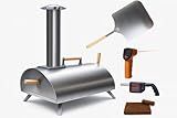 Pellethead Portable Pizza Oven Kit: Wood-Fired Outdoor Grill with Peel, Blower, Thermometer & Accessories, Stainless Steel, 13-Inch Stone Included
