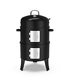 GRiliFE 16" Charcoal Smoker, 3 in 1 Heavy Duty Vertical Barbecue Grill, Outdoor Fire Pit 402 Square Inches Cooking Area, Versatile Outdoor Smoker Grill, Black