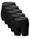 Easechoo 5 Pack Men's Underwear,Rayon Made from Bamboo Cool Boxer Briefs,Ultra Soft,Breathable,No Riding Up Long Leg (US, Alpha, Large, Regular, Regular, 5Black)