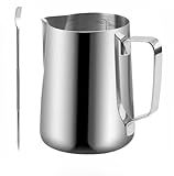 Milk Frothing Pitcher, 590ml/20oz Milk Frother Cup Stainless Steel Jug Steaming Pitcher, Milk Coffee Cappuccino Latte Art Barista Steam Pitchers Milk Jug Cup with 1 Pcs Decorating Pen