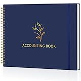 AKONEGE Accounting Ledger Book for Small Business & Personal Use, Horizontal Expense Tracker Notebook Ledger Book for Bookkeeping, Financial Income and Expense Log Book 10.2" x 8", Dark Blue