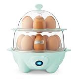 DASH Deluxe Rapid Egg Cooker for Hard Boiled, Poached, Scrambled Eggs, Omelets, Steamed Vegetables, Dumplings & More, 12 capacity, with Auto Shut Off Feature - Aqua