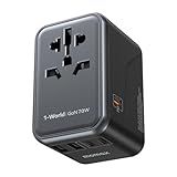 MOMAX 70W GaN Universal Travel Adapter, All-in-One Travel Charging