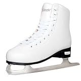 Nattork Figure Skates for Girls and Boys Excellence Stainless Steel Blades Ice Figure Skating with Enhanced Support Strength Performance and Ultimate Comfort White(Pink Lining)