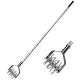 BARAYSTUS Rotary Garden Tool, Adjustable Hand Tiller, Long Handle Cultivator for Aerating, Weeding, Planting and Mixing Soil or Reseeding Grass