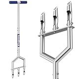 Manual Push Core Aerator Lawn Tool: Semi-Assembled Lawn Aerator with 3 Replaceable Hollow Tine - Yard Aeration Tool for Lawn Grass Plug Air Aerators, Handheld Lawn Care Coring Soil Aerator - Blue