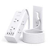 One Beat 10Ft Extension Cord with Multiple Outlets,Flat Plug Power Strip Surge Protector with 10 Ft Long Cord,6 Outlet 4 USB Ports (2USB C),Multi Outlet Wall Plug for Travel,College,Dorm Essentials