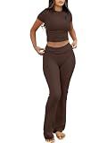 ANRABESS 2 Piece Lounge sets for Women Brown S