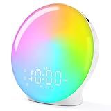 Wake Up Light Sunrise Alarm Clock with 17 Nightlights, Alarm Clocks for Bedbrooms Sound Machine with 5W Bluetooth Speaker, 25 Soothing Sounds, SleepTimer, Dual Alarms, FM Radio, Gift for Kids, Adults