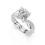 1.0 Carat 14 K White Gold Twisted Style Round Cut Lab Grown Diamond Ring, Engagement, Anniversary, Wedding, IGI Certified, Promise Rings for Women (1-5 Ct, F-G Color, VS1-VS2 Clarity), Size 5