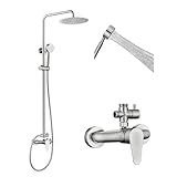 Shower Faucet -Shower System，Shower Faucets Sets Complete - Outdoor Shower Kit/Outdoor Shower Enclosure/Outdoor Shower Fixtures W/ SS304 Shower Head with Handheld High Pressure, Brushed Nickel
