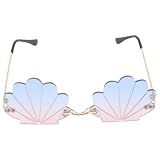Homoyoyo Seashell Frameless Sunglasses for Parties Funny Rimmed Eyewear for Adults Unique Costume Accessory (B)