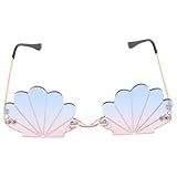 Homoyoyo Seashell Frameless Sunglasses for Parties Funny Rimmed Eyewear for Adults Unique Costume Accessory (B)